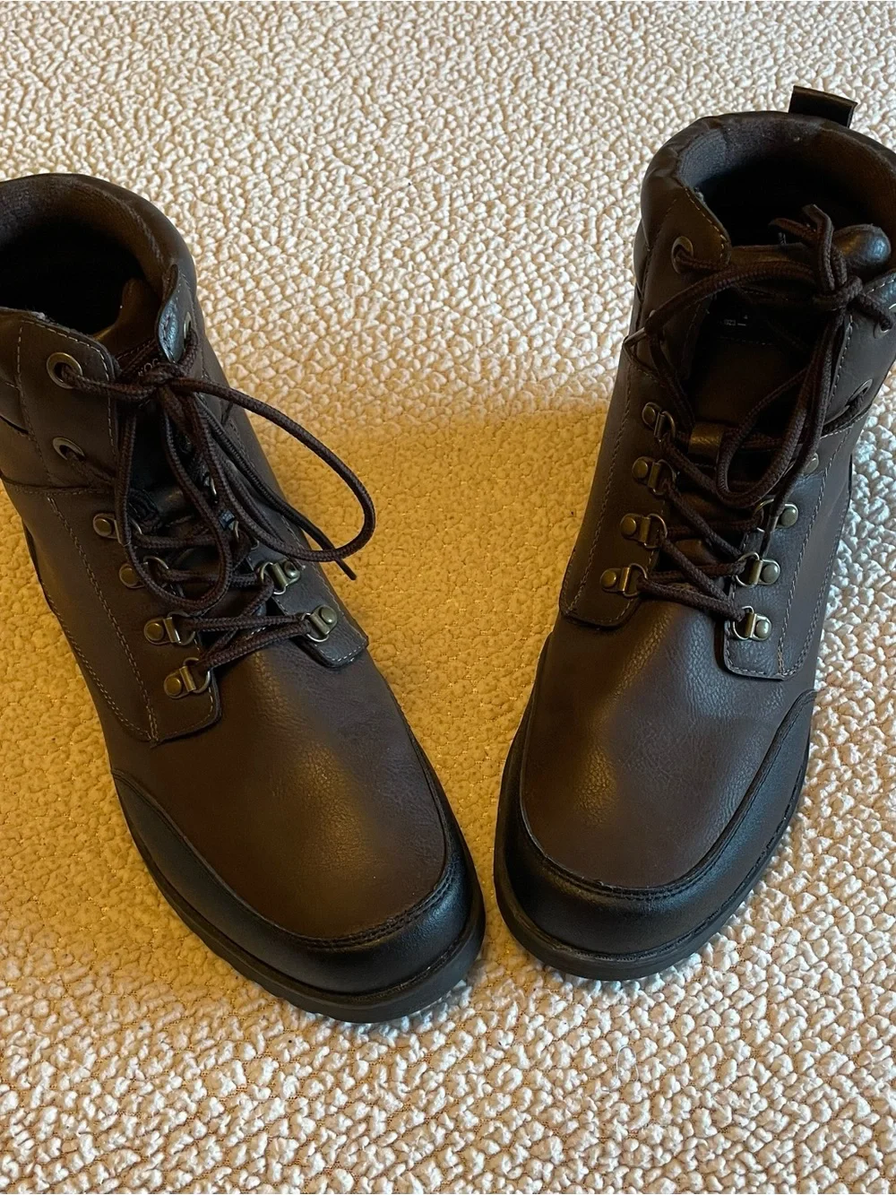 Men's Brown Leather Lace-Up Boots. Size 11